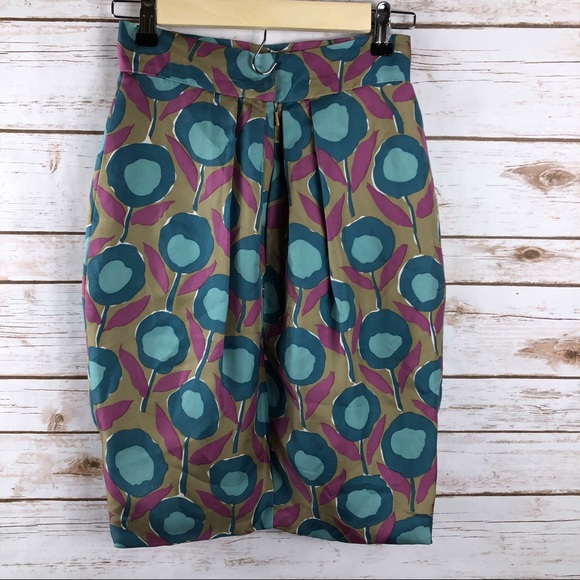 Nicole Miller Collection floral silk pleated skirt - Picture 6 of 8